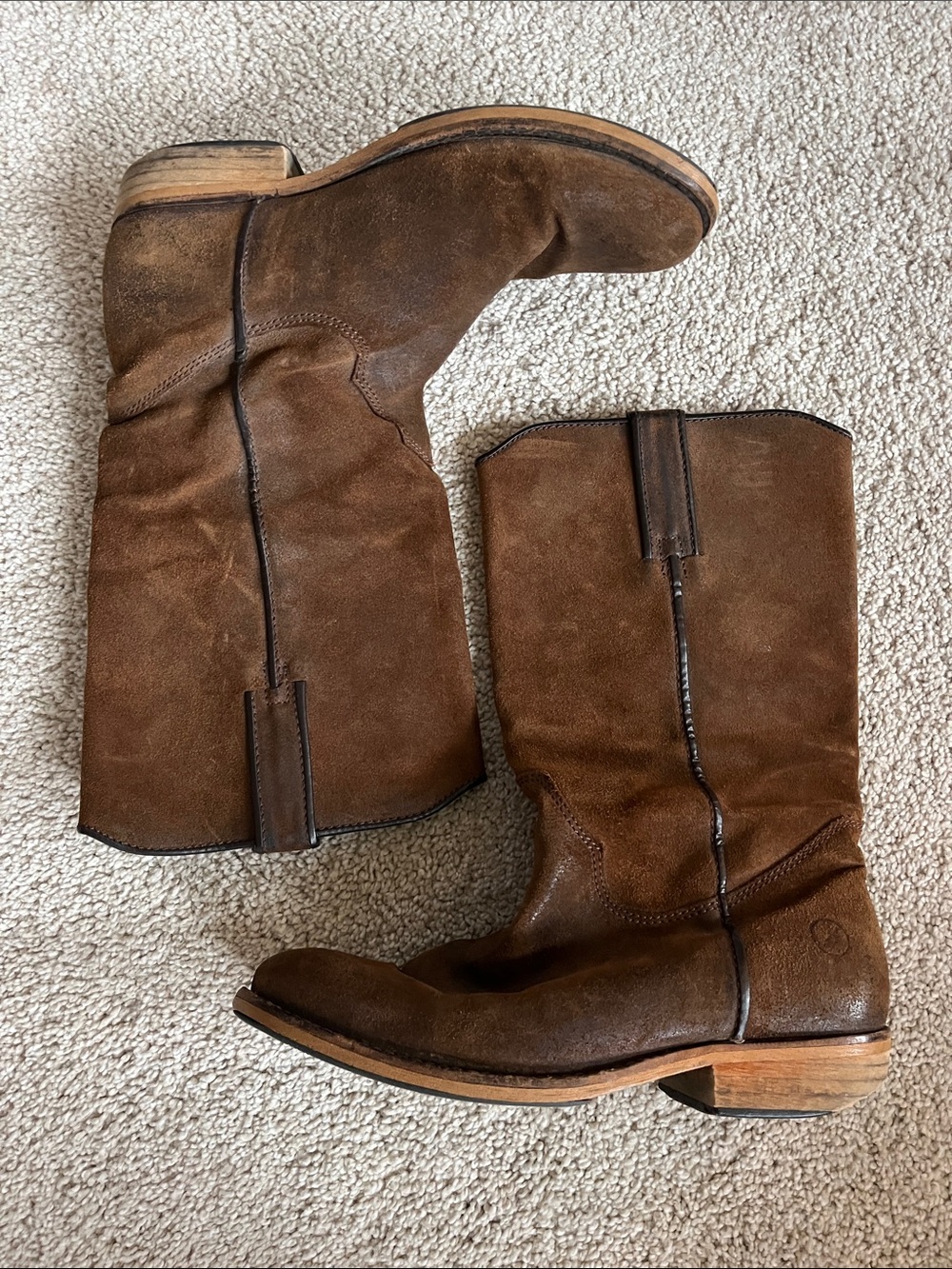 Bronx Brown Suede Mid-Calf Cowboy Style Boots